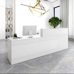 Retail Reception Desk 55-71 in Wide with Dual-Tone, Lockable & Solid Wood for Retail
