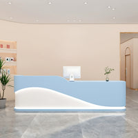 Arc-Edge Straight Reception Desk with Keyboard Tray, Cabinets, and Drawers for Salons JDT-1056