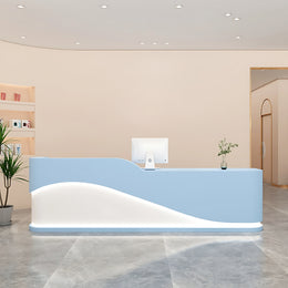 Arc-Edge Straight Reception Desk with Keyboard Tray, Cabinets, and Drawers for Salons JDT-1056