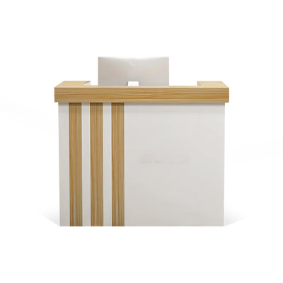 Striped Small Straight Reception Desk with Lockable Drawers and Cabinet for Supermarkets JDT-1058