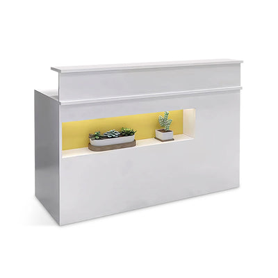 Hollow Design Small Front Desk with Display Window and Lockable Drawer for Shop JDT-1065