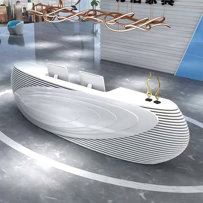 Unique Shape Reception Desk with Lockable Drawer and Cable Management for Reception Areas JDT-1075