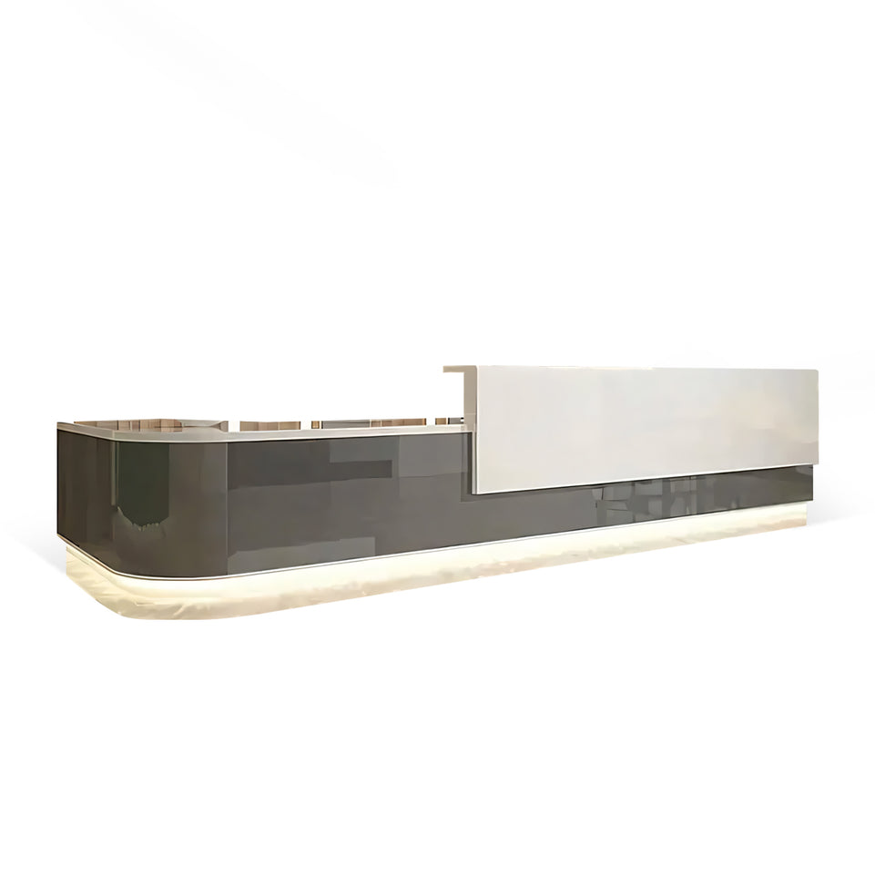 Color-Blocked L-Shaped Reception Desk with Drawers and Keyboard Tray for Offices JDT-1077