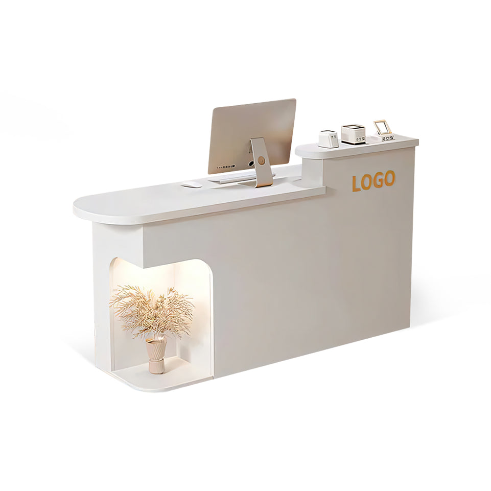 Corner Display Small Straight Reception Desk with Drawers and Cabinets for Shops JDT-1089