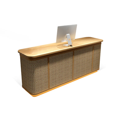 Rattan Straight Reception Desk with Multi-Drawer and Keyboard Tray for Inns and Salons JDT-108