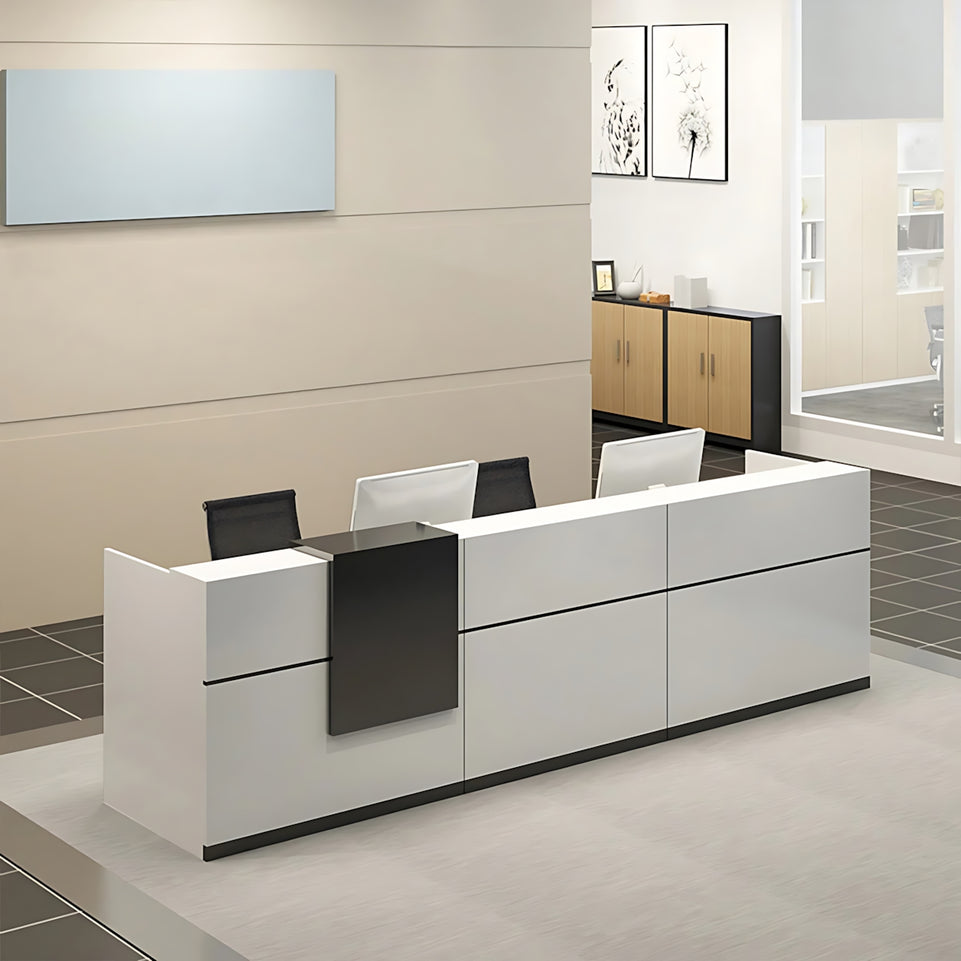 Color-Blocked Reception Desk with Compartments and Mobile Cabinet for Offices JDT-1096