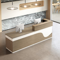 Modern Wood Grain Color Reception Desk with Drawer for Office Front Counter JDT-2192