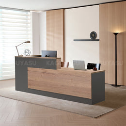 Modern L-Shaped Reception Desk with Side Storage and Drawers JDT-2215（In Stock）