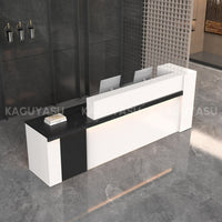 Sleek Standing Reception Desk With LED Light Strip, Lockable Drawers And Cable Grommets –Ideal For Offices, Salons & Front Counters JDT-2217