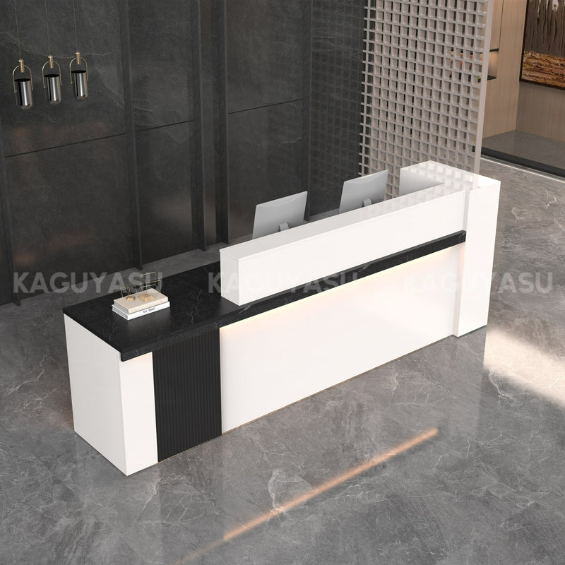Sleek Standing Reception Desk With LED Light Strip, Lockable Drawers And Cable Grommets –Ideal For Offices, Salons & Front Counters JDT-2217