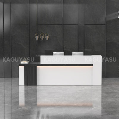 Sleek Standing Reception Desk With LED Light Strip, Lockable Drawers And Cable Grommets –Ideal For Offices, Salons & Front Counters JDT-2217
