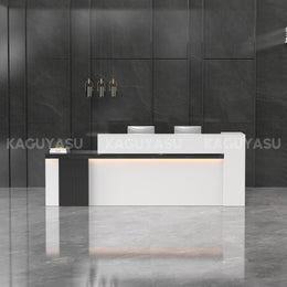 Sleek Standing Reception Desk With LED Light Strip, Lockable Drawers And Cable Grommets –Ideal For Offices, Salons & Front Counters JDT-2217