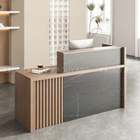 Stylish Reception Desk with Dual-Tier Surface and Secure Storage for Office, Salons and Retail Stores MBS-JDT-3001