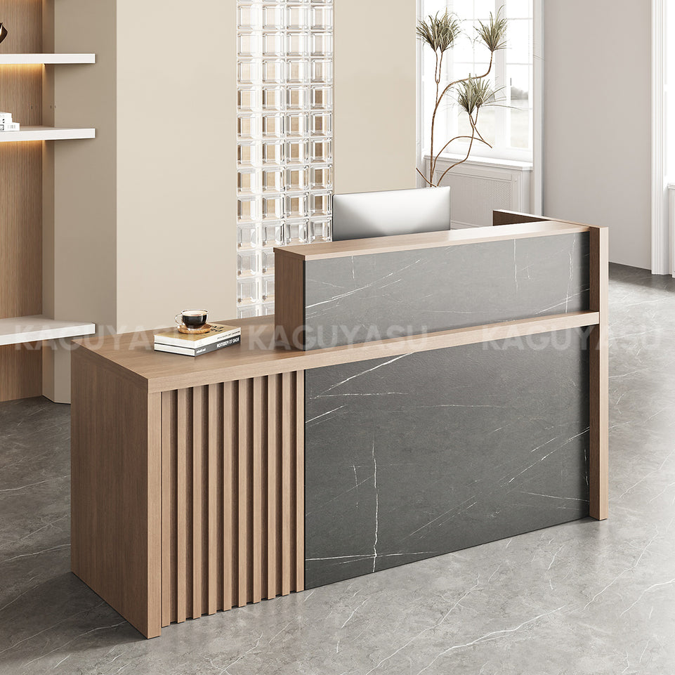 Stylish Reception Desk with Dual-Tier Surface and Secure Storage for Office, Salons and Retail Stores MBS-JDT-3001