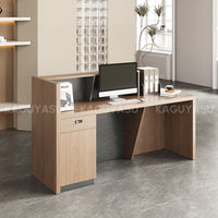 Stylish Reception Desk with Dual-Tier Surface and Secure Storage for Office, Salons and Retail Stores MBS-JDT-3001