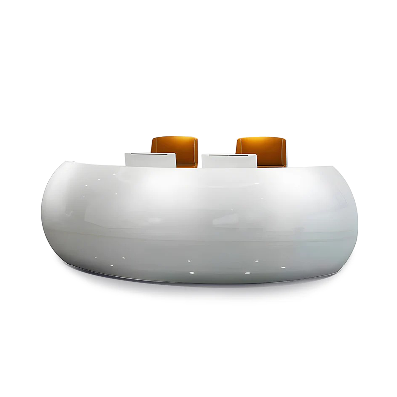 White Baked Semicircular Arc Reception Front Desk JDT-701