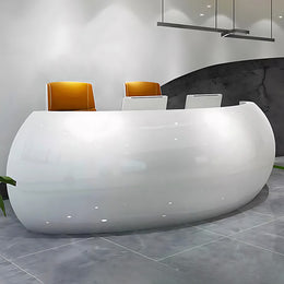 White Baked Semicircular Arc Reception Front Desk JDT-701
