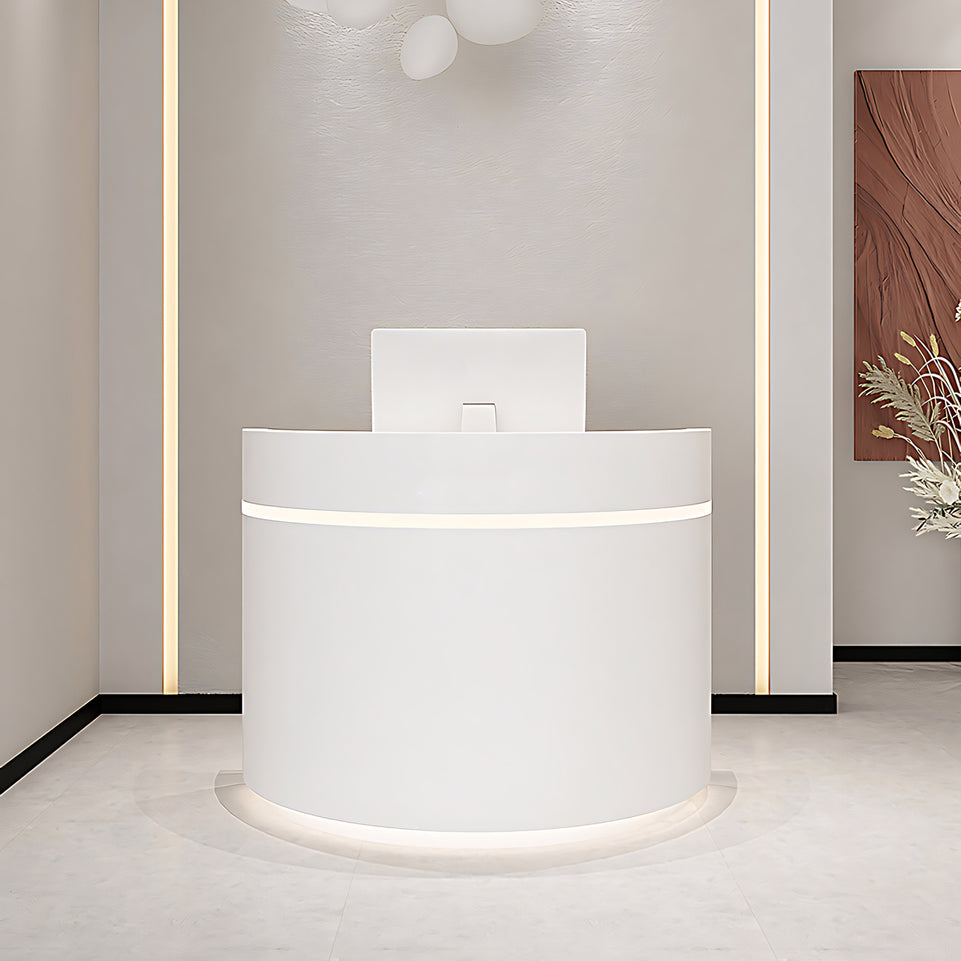 Modern White Reception Counter Front Desk with LED Lights JDT-7110