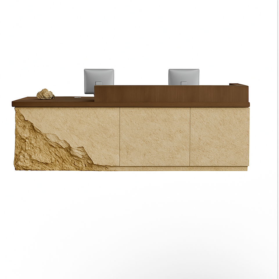 Reception Desk, Customizable West Coast Stock, Faux Stone Vintage Cashier's Desk Tavern Reception Desk（Stock Items） finish, L71" x W24" x H39", for...