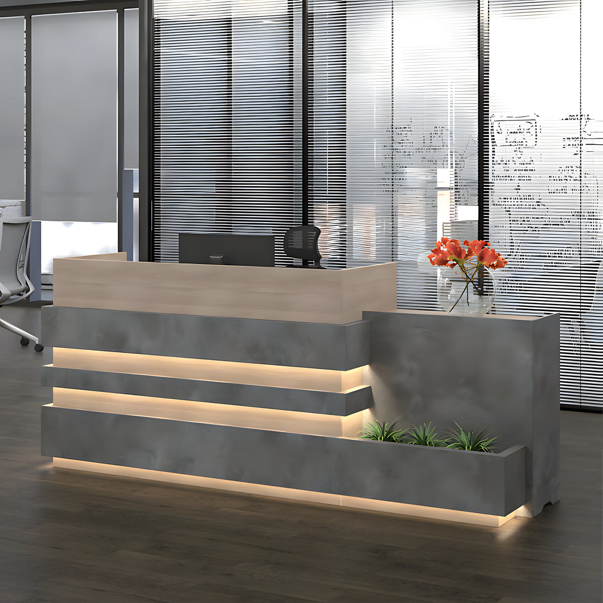 Customizable Luxury Durable LED Light Reception Desk In Stock, Online ...