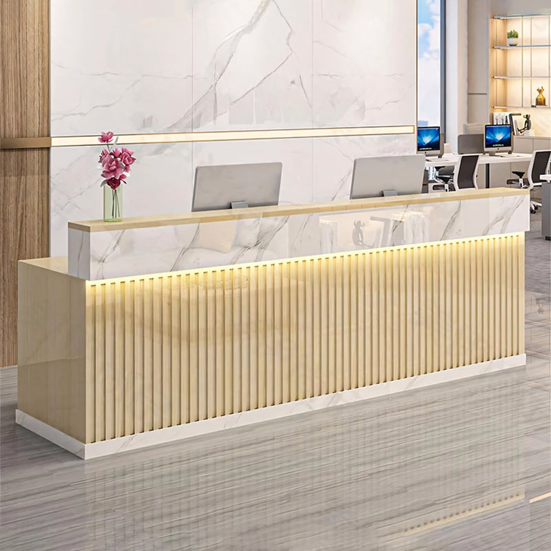 Retail Reception Desk 47-79 in Wide with Cable Management, LED Lighting & Keyboard Tray