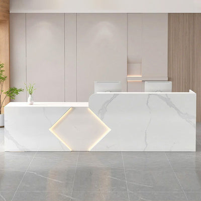 Straight Rectangular Reception Desk with LED and Lockable Drawers for Company JDT-783-W (West Coast)