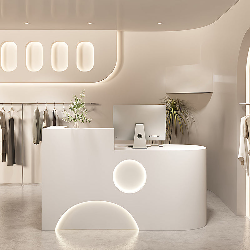 Curved Reception Desk 39-71 in Wide with Lumbar Support for Retail