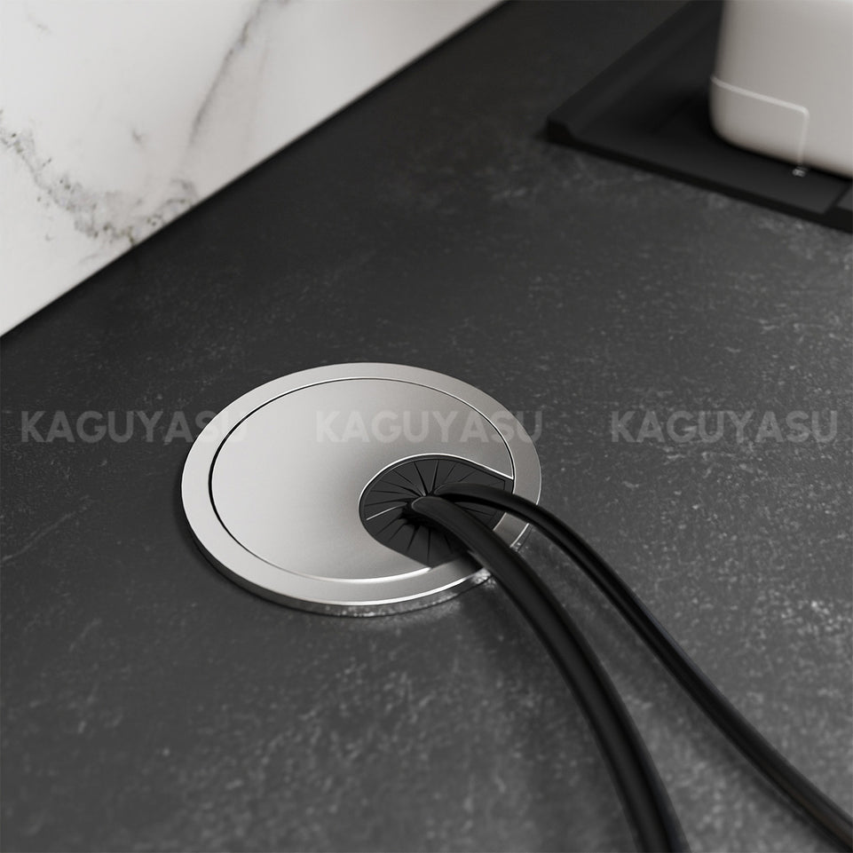 Marble-Look Reception Desk with LED Lighting, Power Outlet and Ample Storage