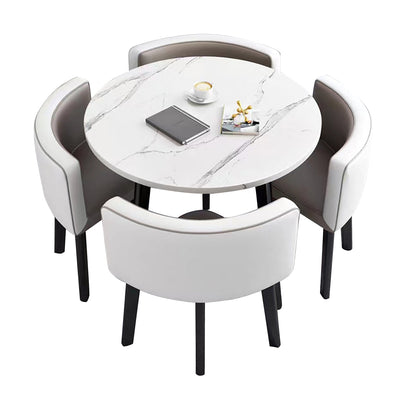 Modern Reception Table with 4 Chairs in Front Desk Area（Stock Items） (In Stock)