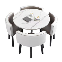 Modern Reception Table with 4 Chairs in Front Desk Area（Stock Items） (In Stock)