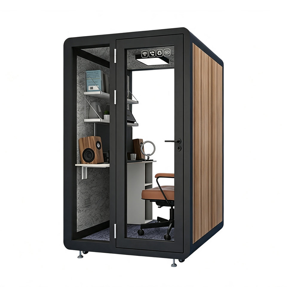 Professional Acoustic Pod with Multi-layer Soundproof Structure, Safety Glass, Silent Ventilation System & LED Lighting for Private Spaces