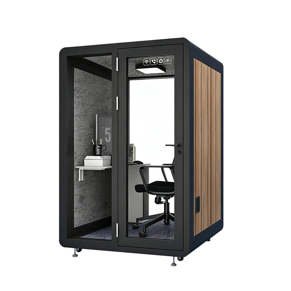 Professional Acoustic Pod with Multi-layer Soundproof Structure, Safety Glass, Silent Ventilation System & LED Lighting for Private Spaces