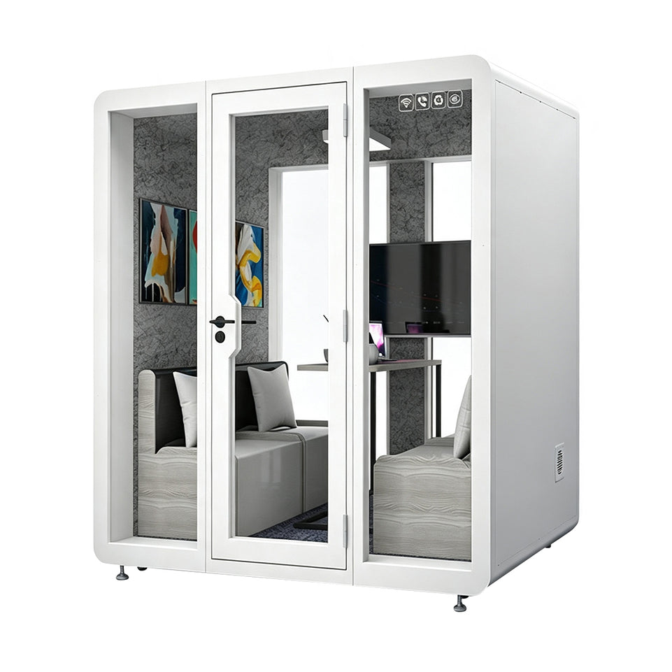Professional Acoustic Pod with Multi-layer Soundproof Structure, Safety Glass, Silent Ventilation System & LED Lighting for Private Spaces