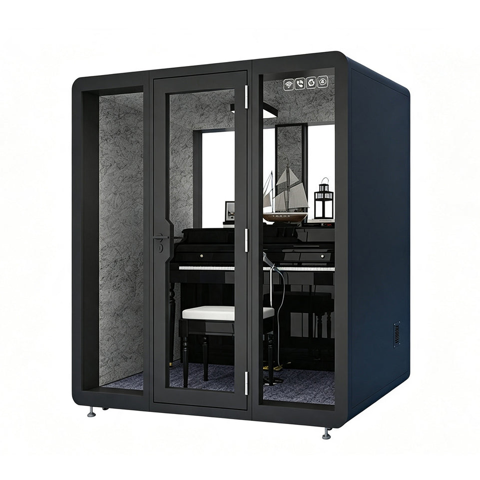 Professional Acoustic Pod with Multi-layer Soundproof Structure, Safety Glass, Silent Ventilation System & LED Lighting for Private Spaces