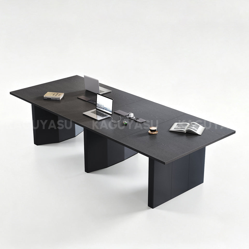 Large Conference Table with Built-In Power, Cable Management & Thick Sectioned Top