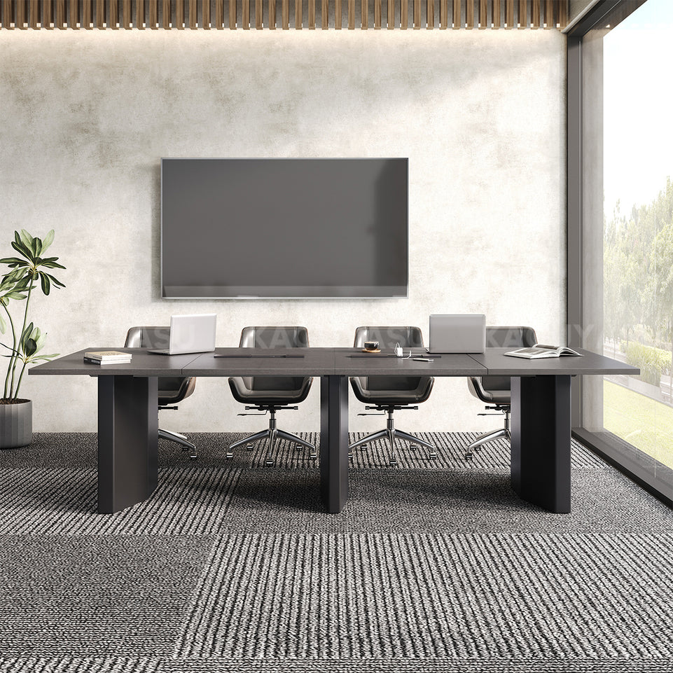 Large Conference Table with Built-In Power, Cable Management & Thick Sectioned Top