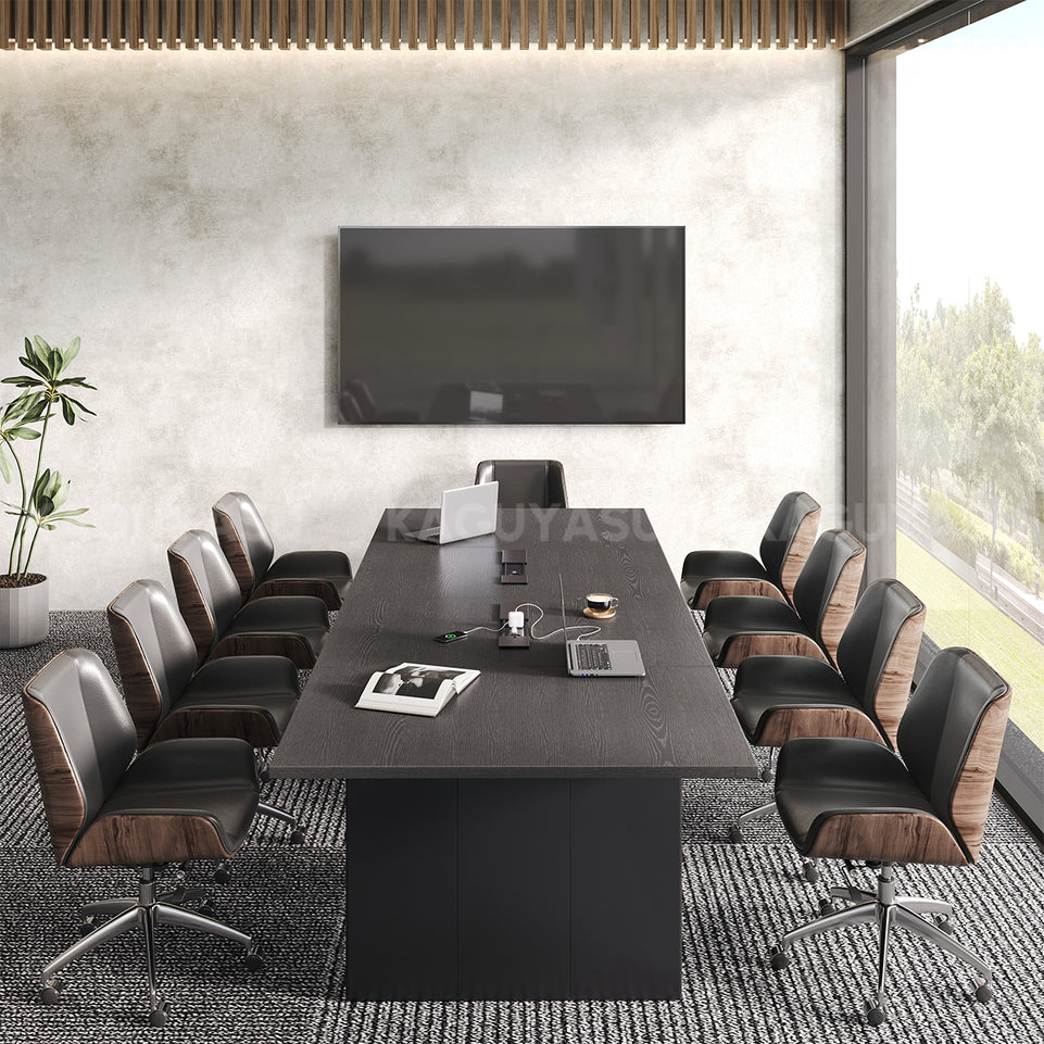 Large Conference Table with Built-In Power, Cable Management & Thick Sectioned Top