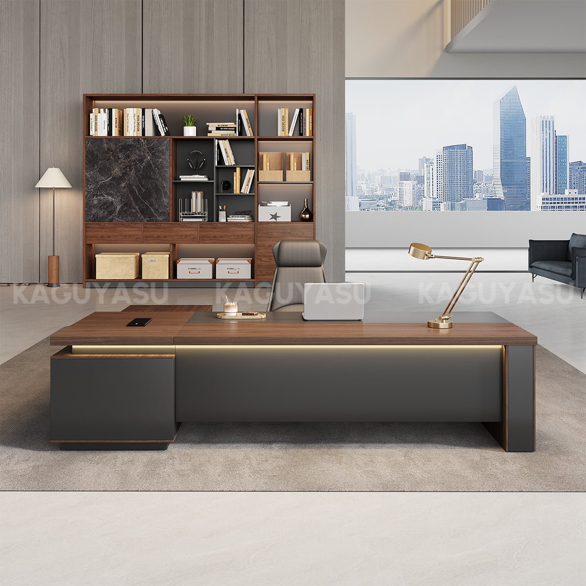 Modern High-End Executive Desk with Thick Desktop and Spacious Under-Desk Clearance LBZ-2143（In Stock）