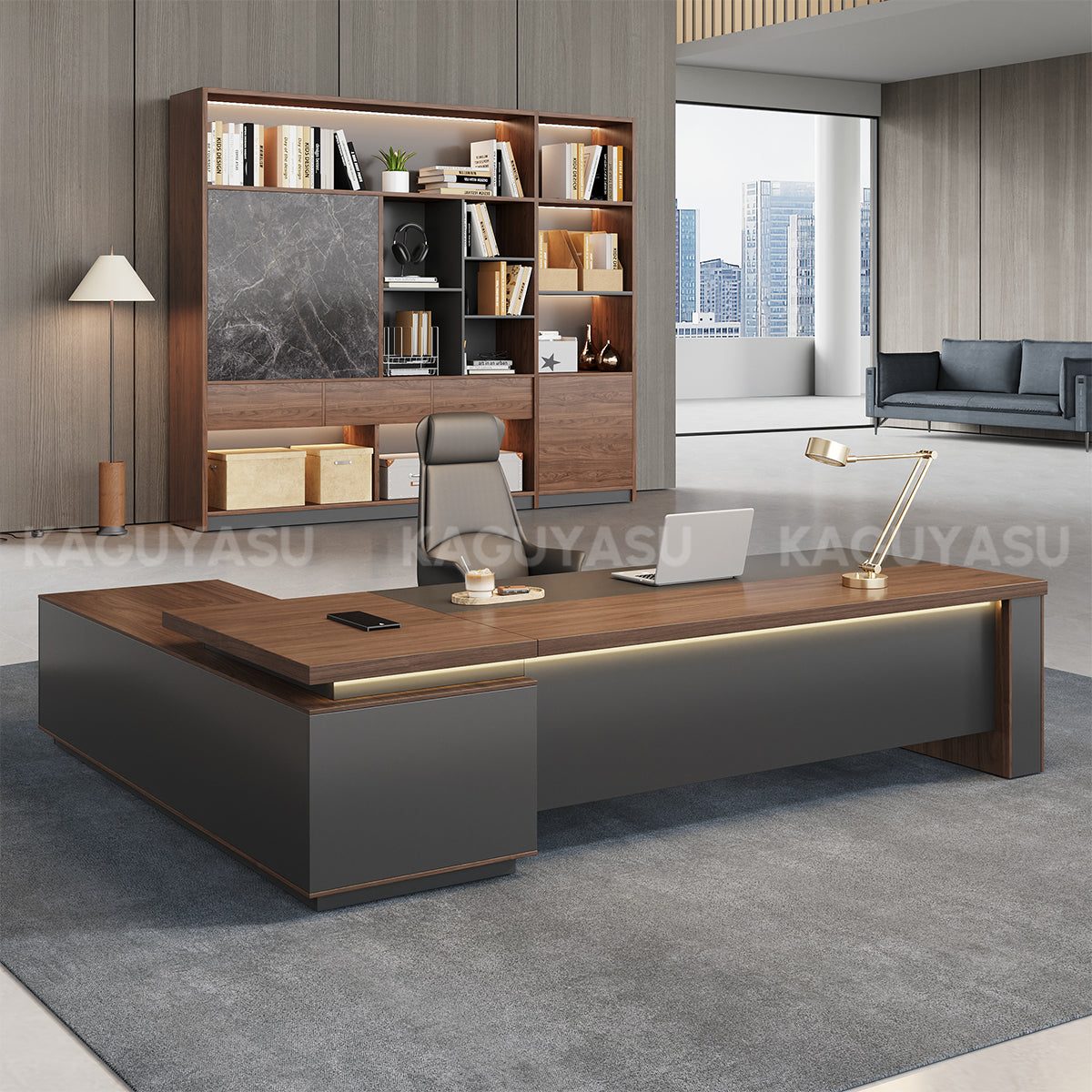 Modern High-End Executive Desk with Thick Desktop and Spacious Under-Desk Clearance LBZ-2143（In Stock）