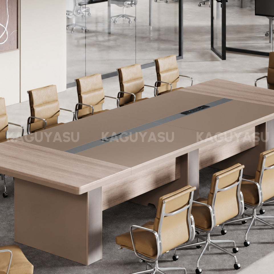 Rectangular Conference Table 142 in Wide (11.8 ft) with Cable Management & Dual-Tone