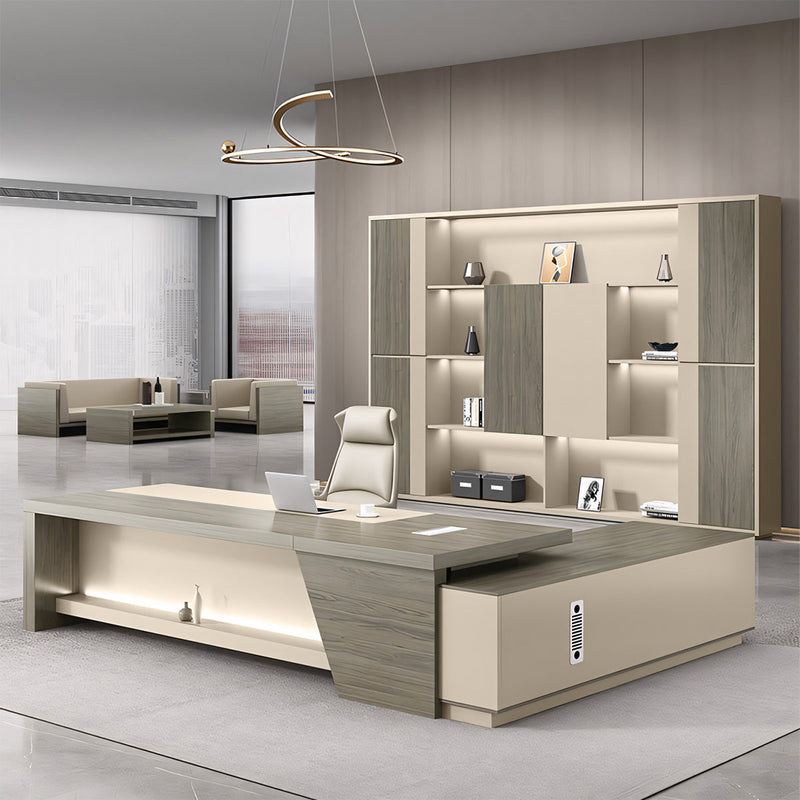 Modern Executive Desk 71-126 in Wide with Side Storage & Lockable for Home Office