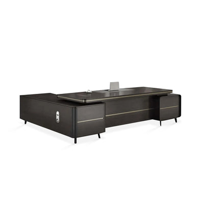 Black Office Furniture Stylish Executive Desk Luxury L-Shape Corner Desk with Side Cabinet Customizable LBZ-10102