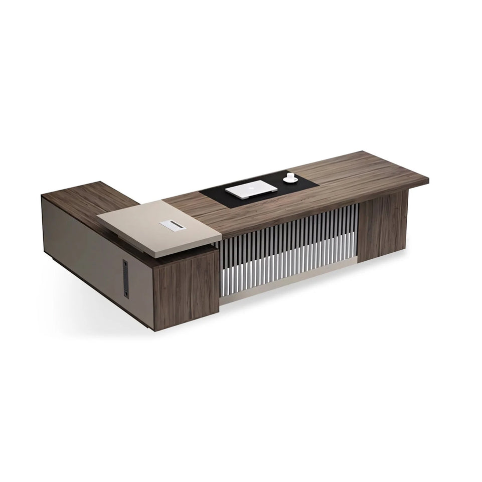 Eco-friendly Executive Desk with Odorless Safety Wire Hole and Stainless Steel Trim LBZ-10165