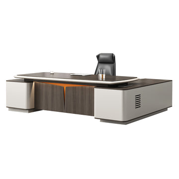 Modern Executive Desk with Cable Management, Side Storage & Lumbar Support for Home Office