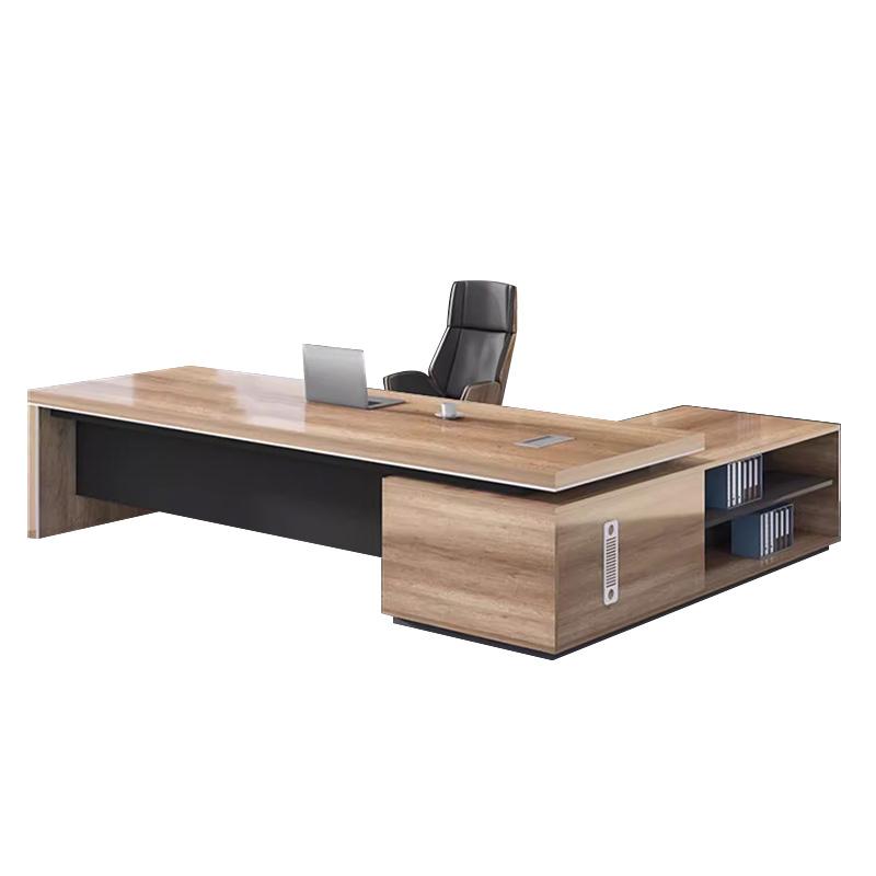 Modern Minimalist Executive Desk With Side Chest and Chair Combination with Cable Management Box and Open Storage LBZ-10200