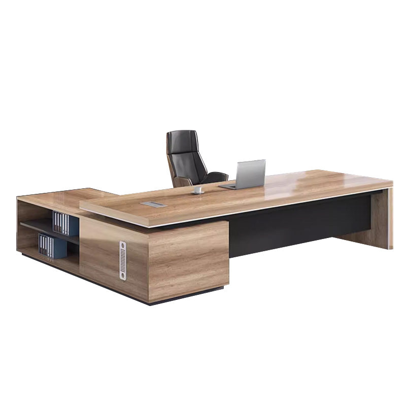 Modern Minimalist Executive Desk With Side Chest and Chair Combination with Cable Management Box and Open Storage LBZ-10200