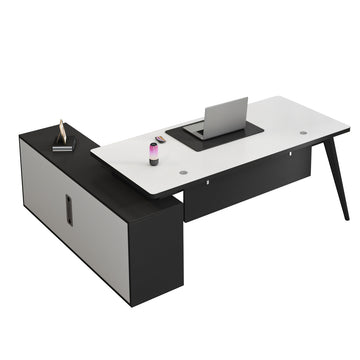 Modern Executive Desk 20-79 in Wide with Dual-Tone & Side Storage for Home Office