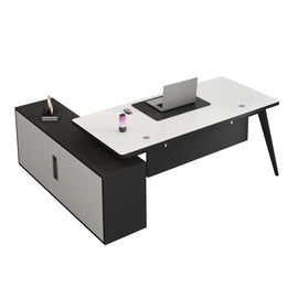 Modern Executive Desk 20-79 in Wide with Dual-Tone & Side Storage for Home Office