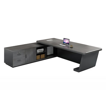 Modern Executive Desk 21-126 in Wide with Side Storage & Walnut for Home Office