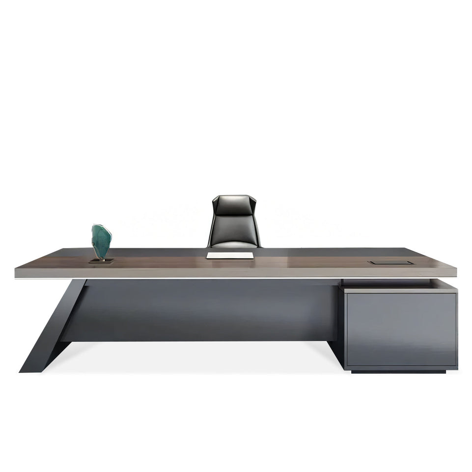 Executive Desk With Wiring Box Curtain Board Side Cabinet Vents LBZ-1081